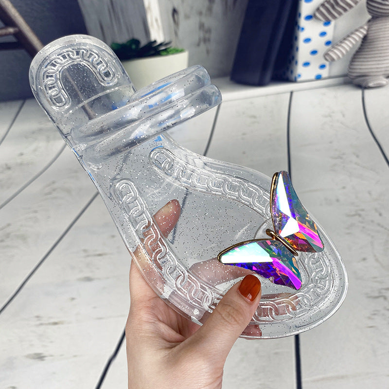 Butterfly Jelly Flat Sandals – PVC Beach Flip Flop Slippers
