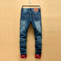 Stacked Patchwork Ripped Jeans for Men — Designer Blue Denim, Sizes 28–38 | FireDrips
