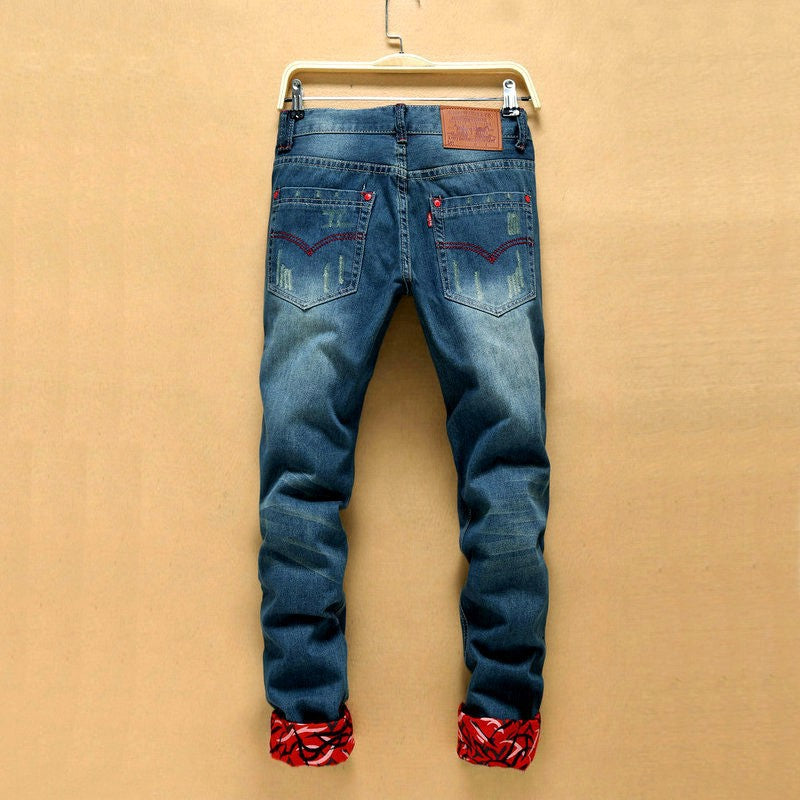 Stacked Patchwork Ripped Jeans for Men — Designer Blue Denim, Sizes 28–38 | FireDrips