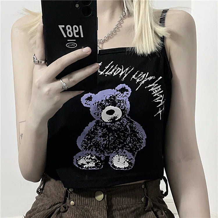 Y2K Gothic Tank Top – Dark Streetwear Sleeveless Top