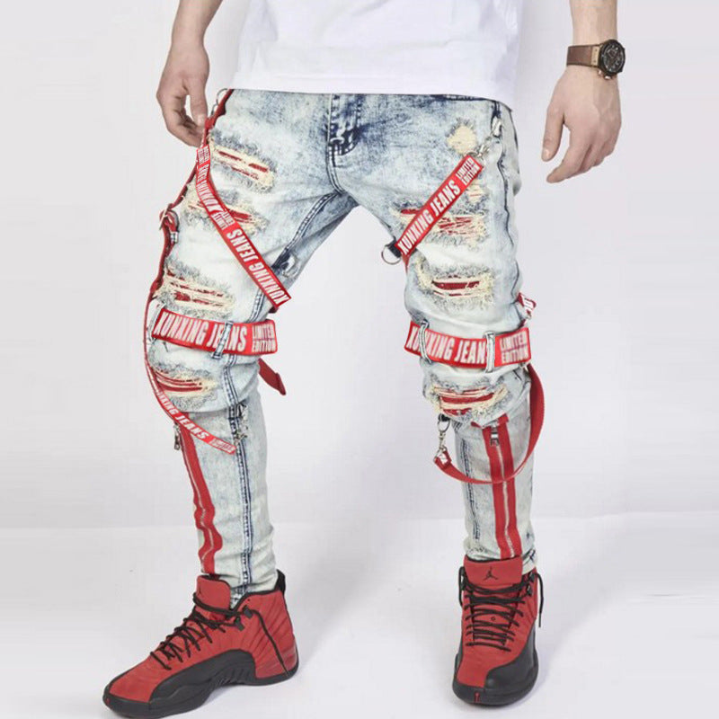 Ribbon Detail Jeans – Men's Streetwear Denim