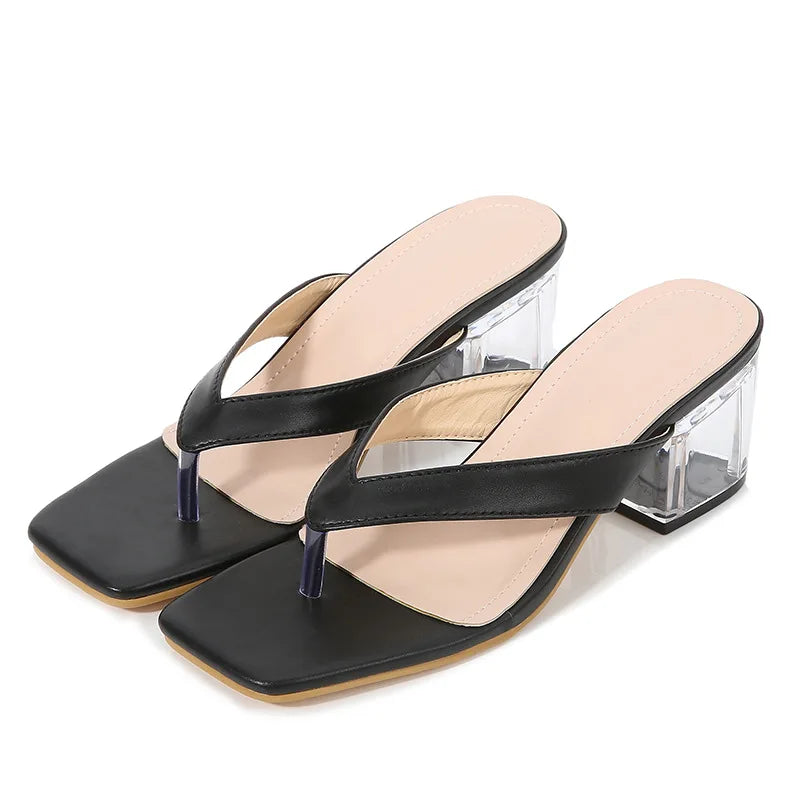 Thick-Sole High Heel Flip-Flop Slippers – Platform Beach Slides