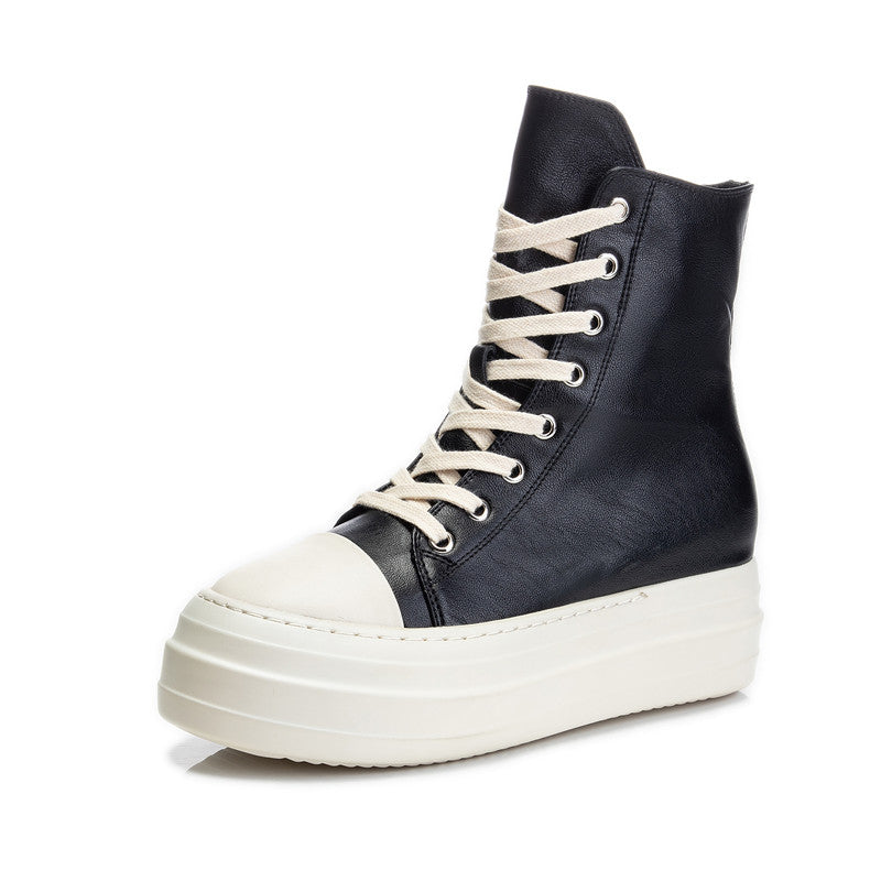 Lace-Up Chunky Sneakers – Multi-Material Street Style Trainers