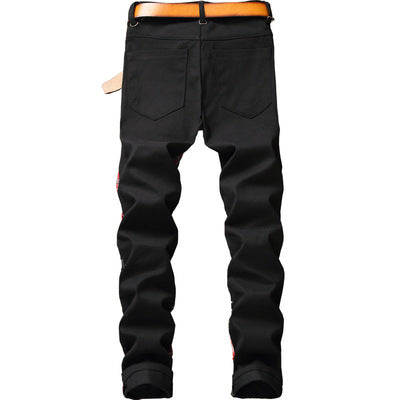 Tapered Patchwork Zipper Jeans – Streetwear Denim