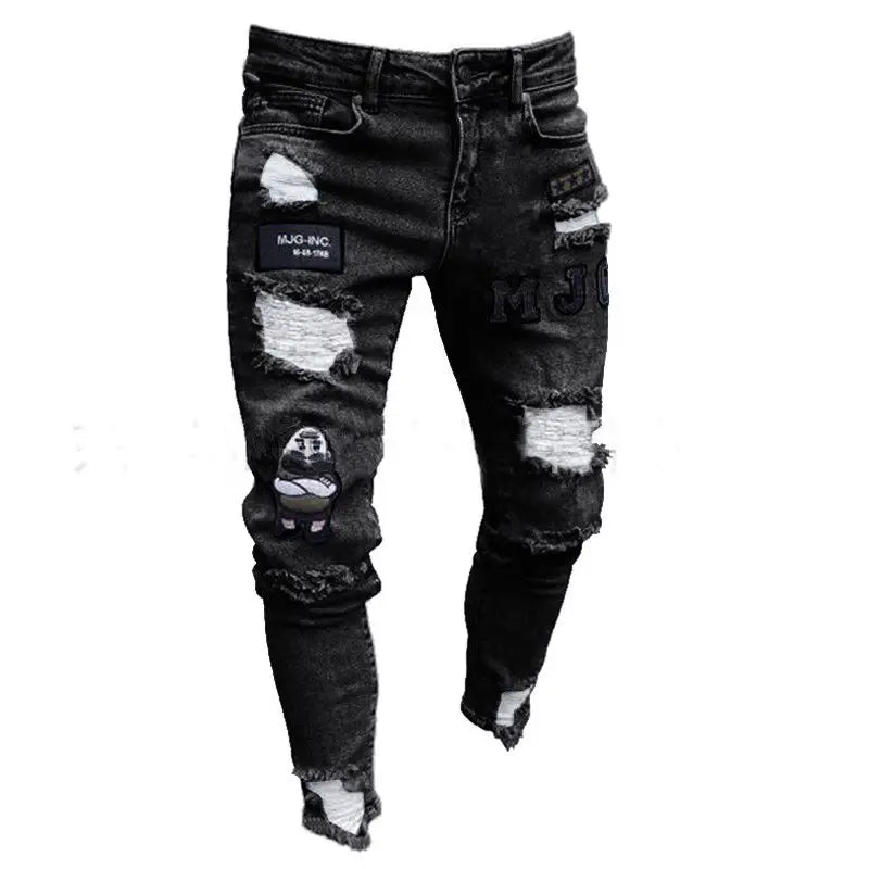 Ripped Skinny Biker Jeans – Destroyed Denim