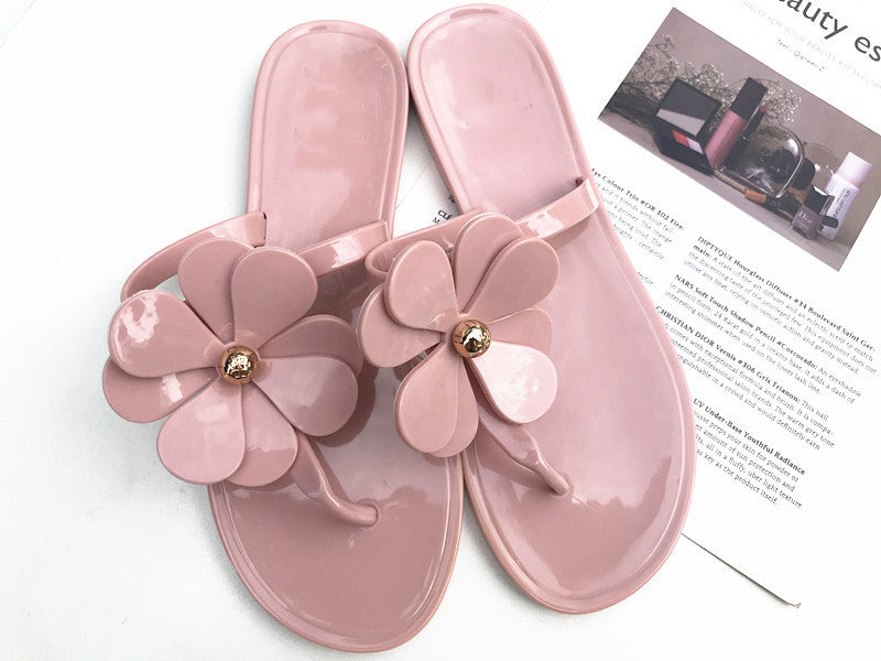 Flower Jelly Flat Sandals – Designer Floral Flip-Flop Slides