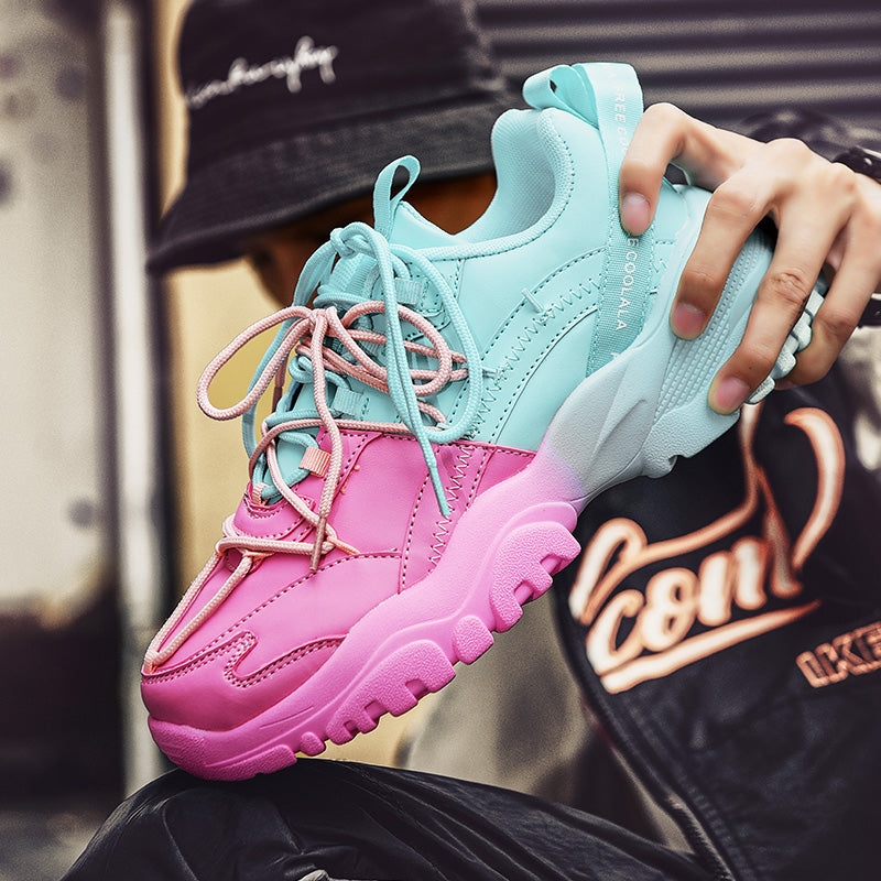 Jinbeile Color Patchwork Chunky Sneakers – Street Style Platform Sport Shoes