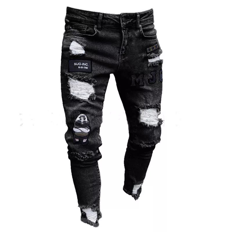 Ripped Skinny Biker Jeans – Destroyed Denim