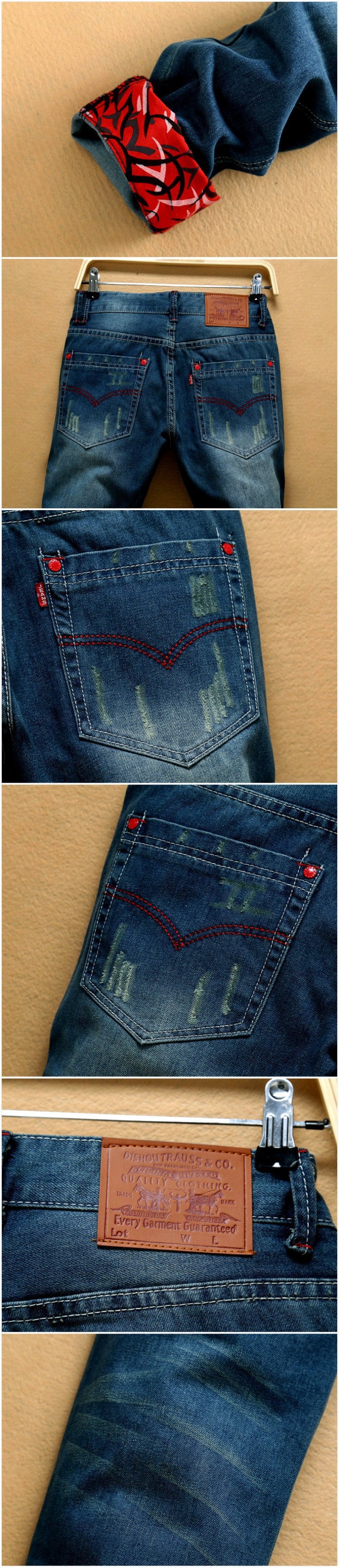 Stacked Patchwork Ripped Jeans for Men — Designer Blue Denim, Sizes 28–38 | FireDrips