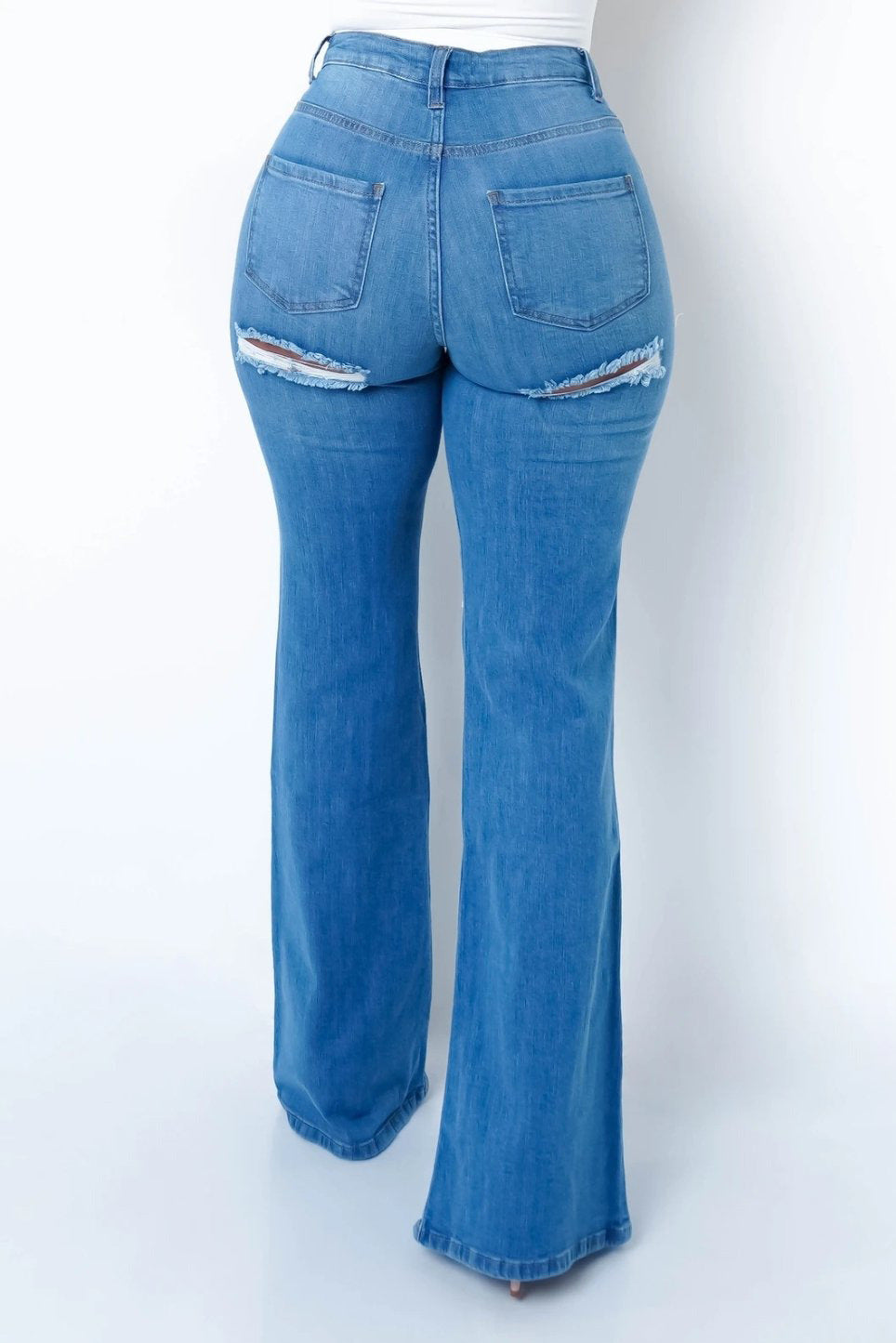 Bell Bottom Flare Jeans for Women – Slim Fit Split Denim