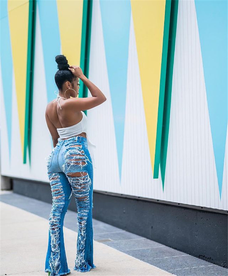 Boot Cut Jeans for Women – Zipper Fly Distressed Denim