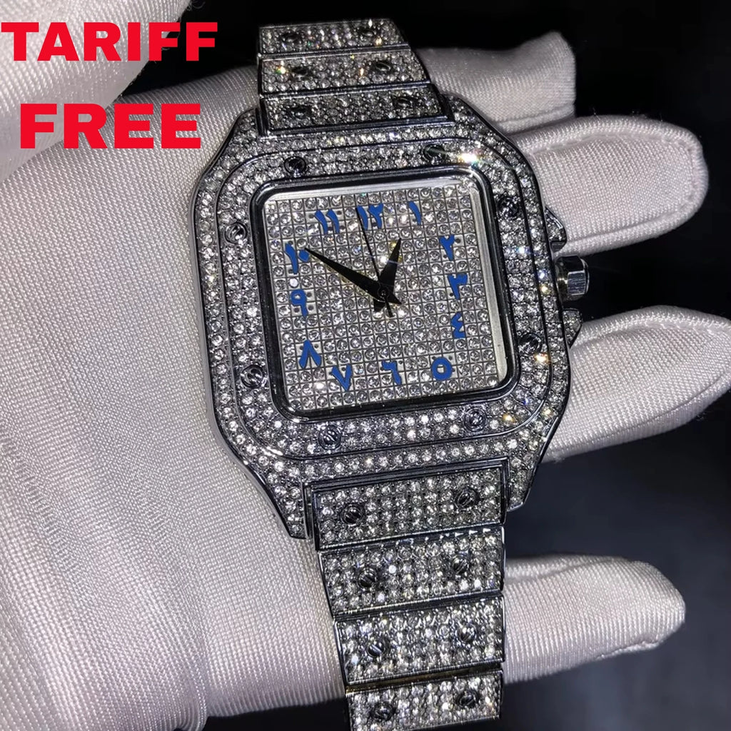 Square Plug — Iced Out Square Dial Rapper Quartz Watch, Diamond Setting, 14 Colorways | Luxury Streetwear