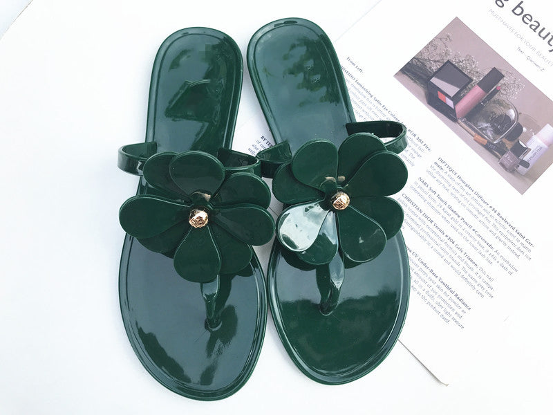 Flower Jelly Flat Sandals – Designer Floral Flip-Flop Slides