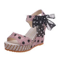 Bowknot Platform Wedge Sandals – Ankle Strap Open Toe Casual Heels