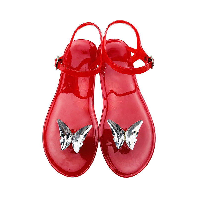 Butterfly Jelly Flat Sandals – PVC Beach Flip Flop Slippers