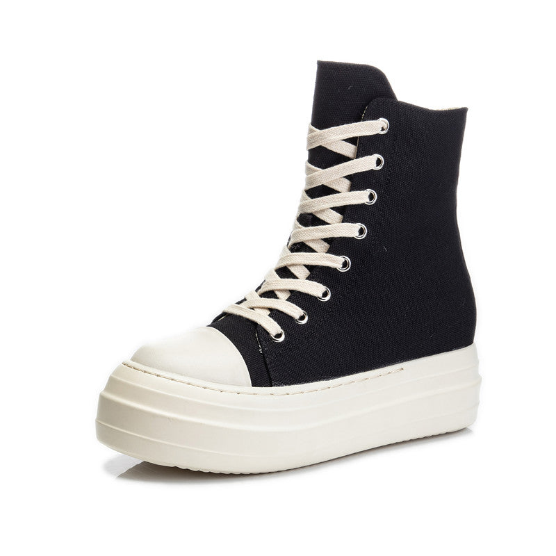 Lace-Up Chunky Sneakers – Multi-Material Street Style Trainers