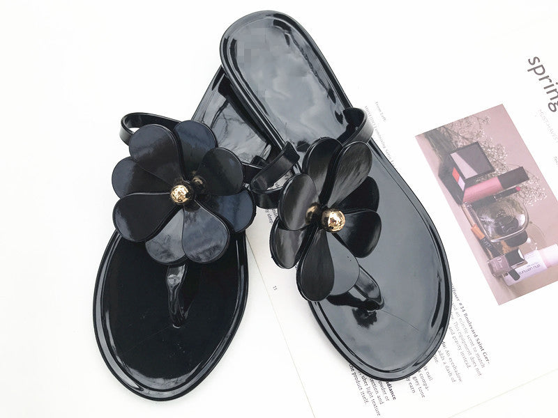 Flower Jelly Flat Sandals – Designer Floral Flip-Flop Slides