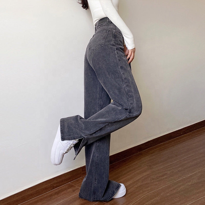 Slit Wide Leg Jeans – Women's Y2K Denim