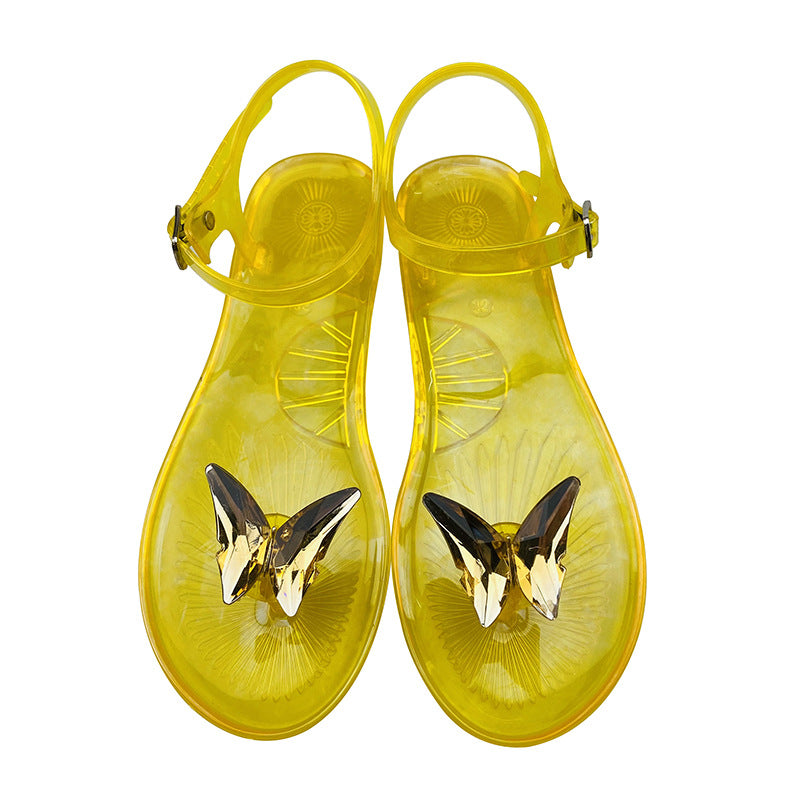 Butterfly Jelly Flat Sandals – PVC Beach Flip Flop Slippers