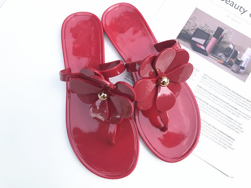Flower Jelly Flat Sandals – Designer Floral Flip-Flop Slides