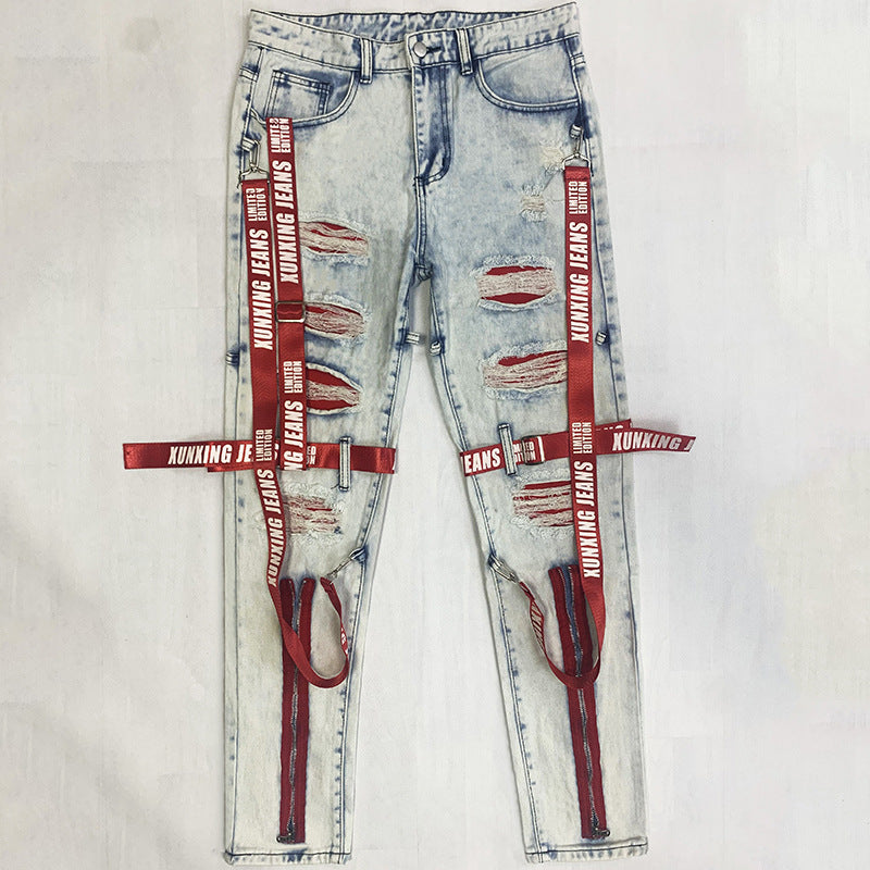 Ribbon Detail Jeans – Men's Streetwear Denim