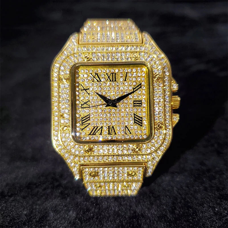 Square Up — Iced Out Hip Hop Square Dial Quartz Watch, Water-Resistant, 5 Colorways | FireDrips