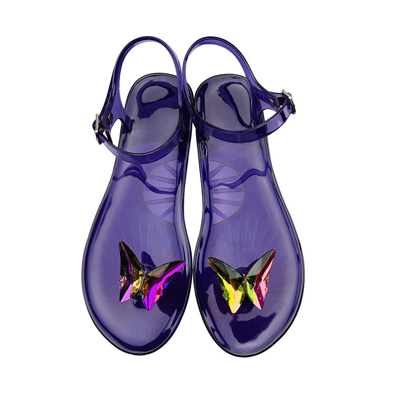 Butterfly Jelly Flat Sandals – PVC Beach Flip Flop Slippers