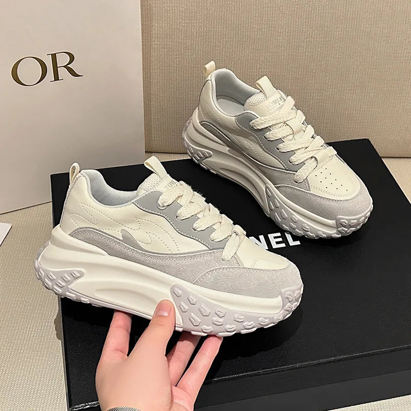 Chunky Sneakers Round Toe Walking Shoes for Women – Daily Lifestyle