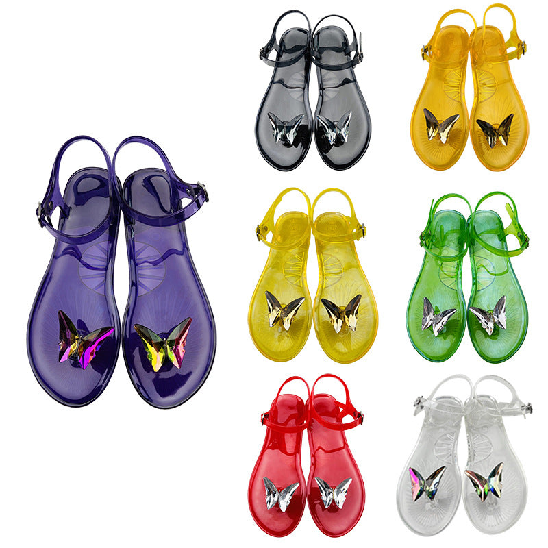 Butterfly Jelly Flat Sandals – PVC Beach Flip Flop Slippers