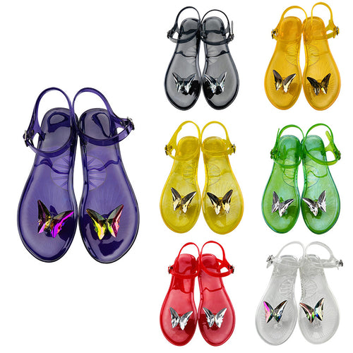 Butterfly Jelly Flat Sandals – PVC Beach Flip Flop Slippers