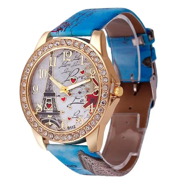 Rhinestone Tower Pattern Fashion Watch – Luxury Gold Quartz