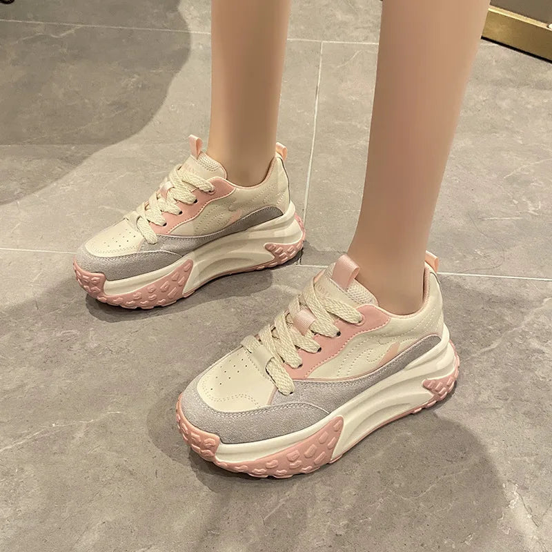 Chunky Sneakers Round Toe Walking Shoes for Women – Daily Lifestyle