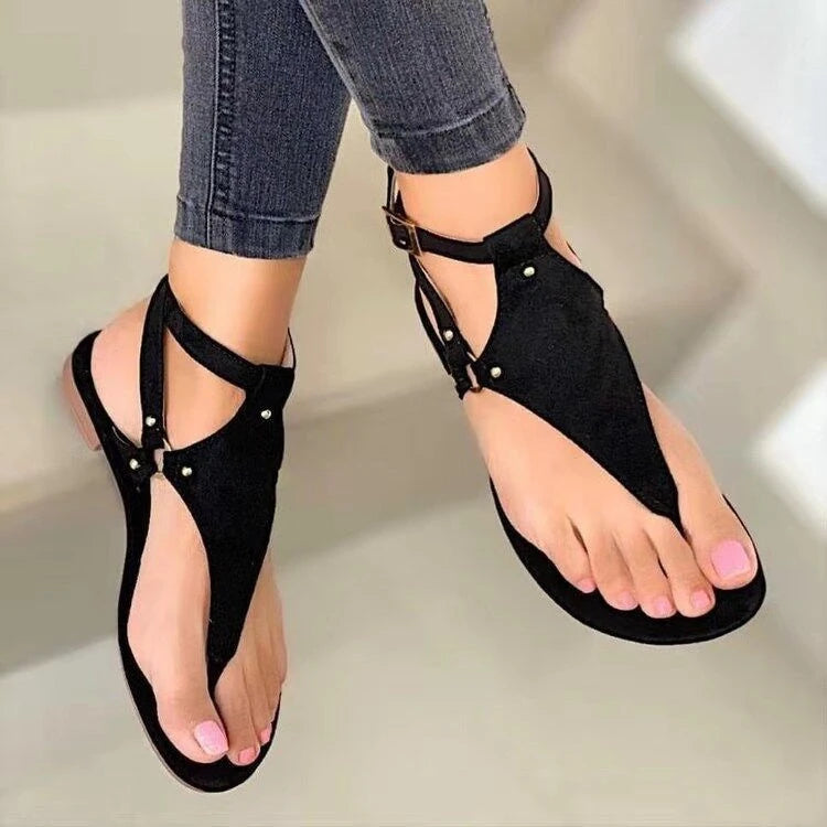 Flannelette Clip Toe Low Heel Slides – Leisure Summer Slippers