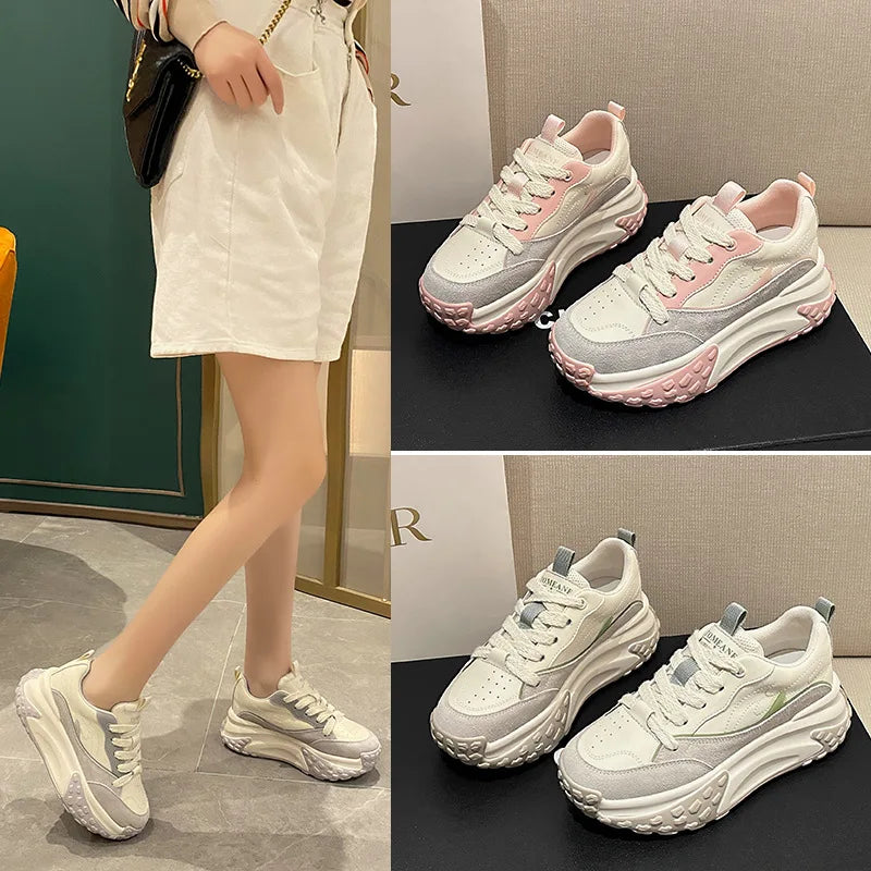 Chunky Sneakers Round Toe Walking Shoes for Women – Daily Lifestyle