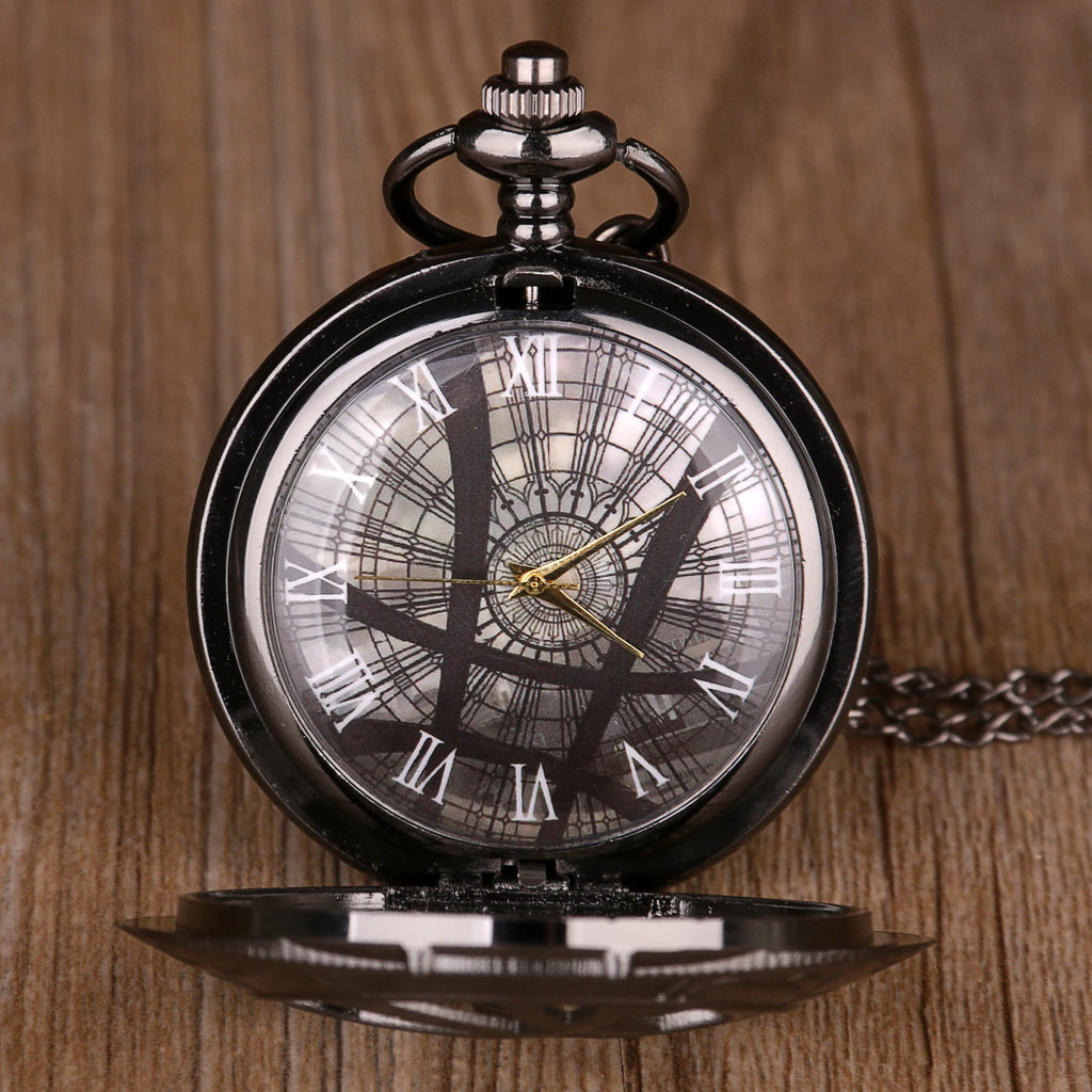 Vintage Bronze Eye Design Pocket Watch — Unisex Quartz Fob Watch with Chain & Necklace | FireDrips
