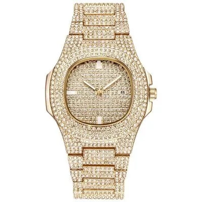 Gold Rush — Full Diamond Iced Out Hip Hop Watch Gold Finish Luxury Timepiece | Black, Gold, Silver, Rose Gold