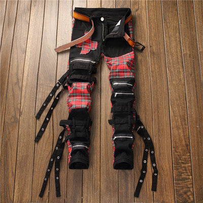 Tapered Patchwork Zipper Jeans – Streetwear Denim