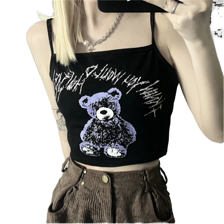 Y2K Gothic Tank Top – Dark Streetwear Sleeveless Top