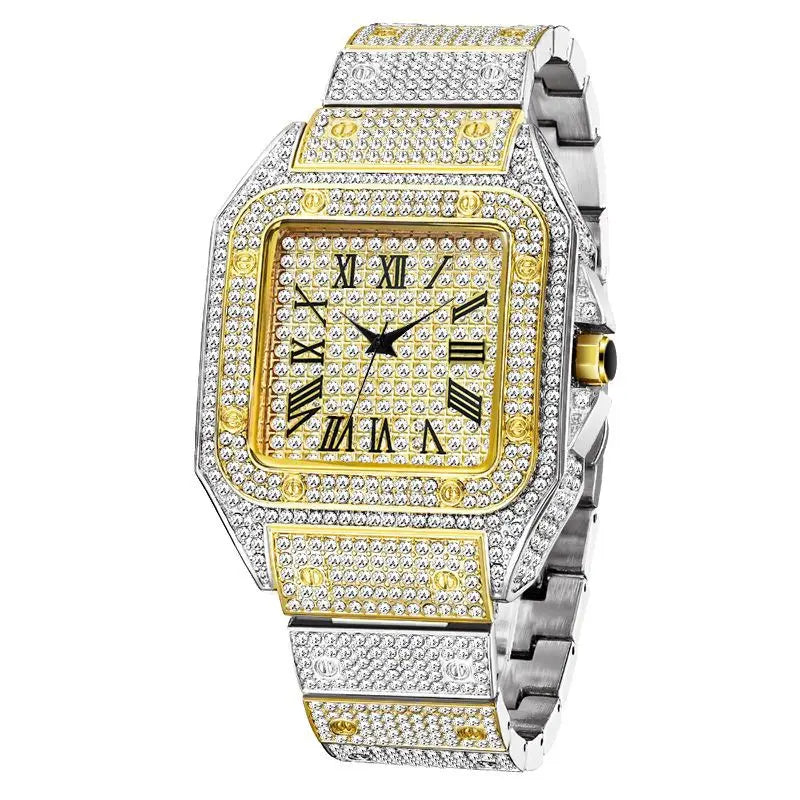 Square Up — Iced Out Hip Hop Square Dial Quartz Watch, Water-Resistant, 5 Colorways | FireDrips