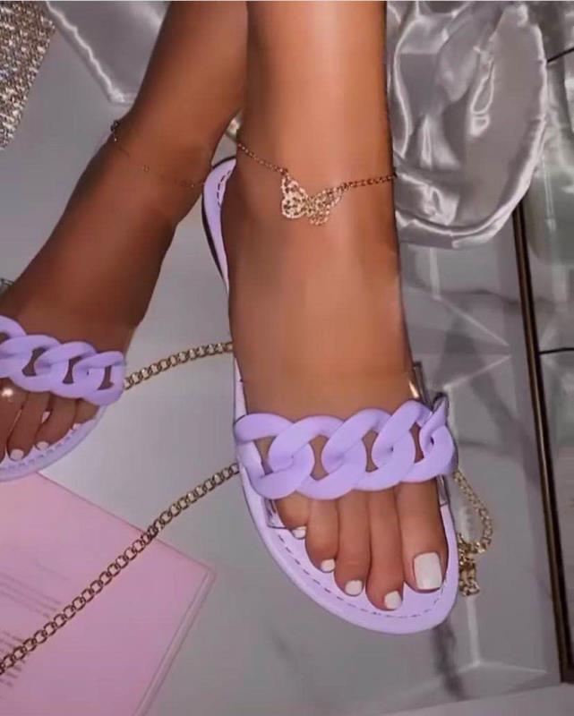 Diamond Strap Flat Slide Sandals – Beach Rhinestone Slides