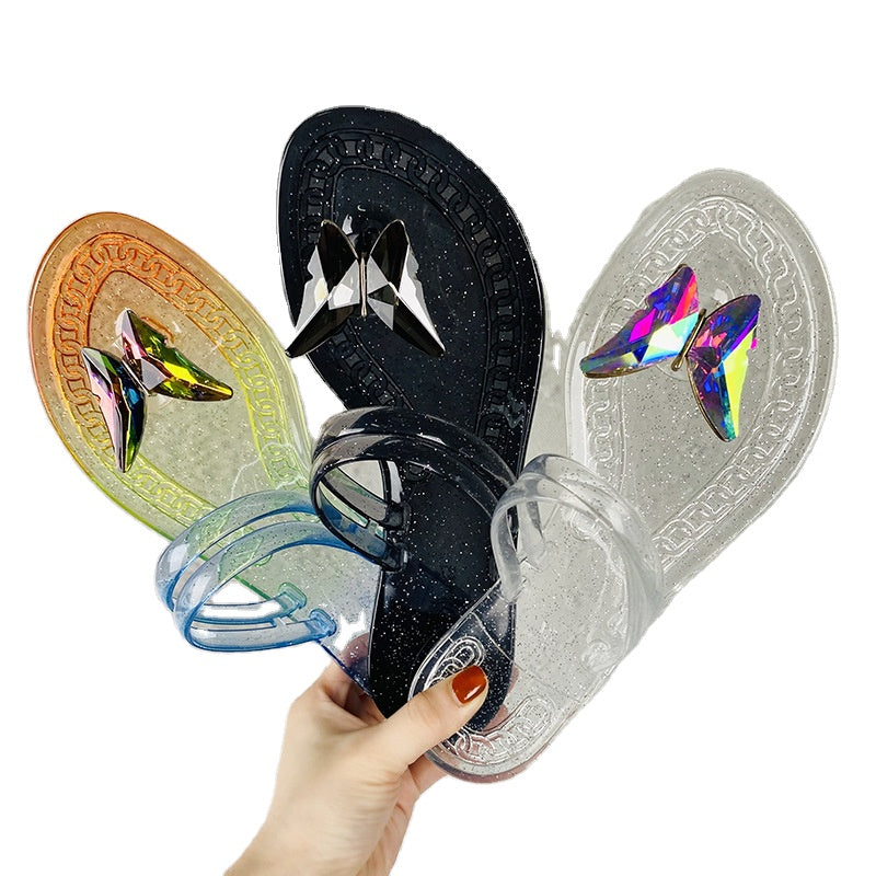 Butterfly Jelly Flat Sandals – PVC Beach Flip Flop Slippers