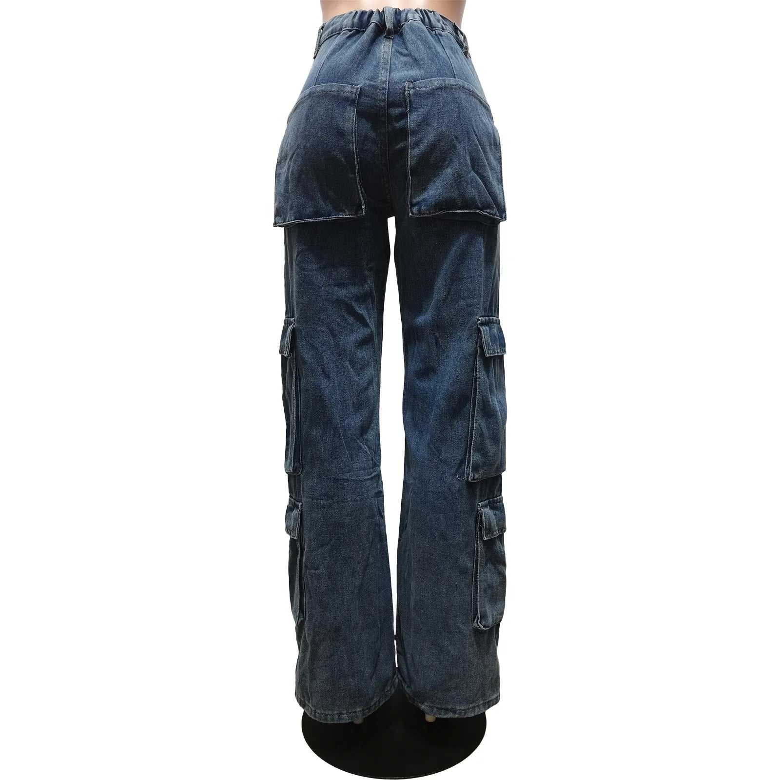 Women's Cargo Wide Leg Jeans – 6-Pocket Straight Denim Trousers S–2XL