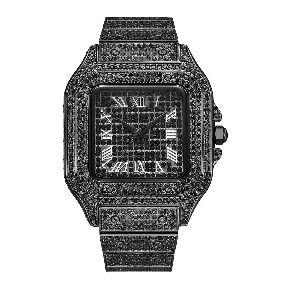Square Up — Iced Out Hip Hop Square Dial Quartz Watch, Water-Resistant, 5 Colorways | FireDrips