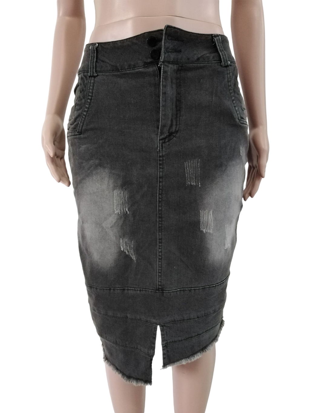 Women's High Waist Denim Mini Skirt – Ripped Hole Jean Skirt