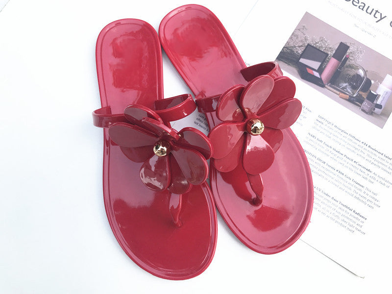 Flower Jelly Flat Sandals – Designer Floral Flip-Flop Slides