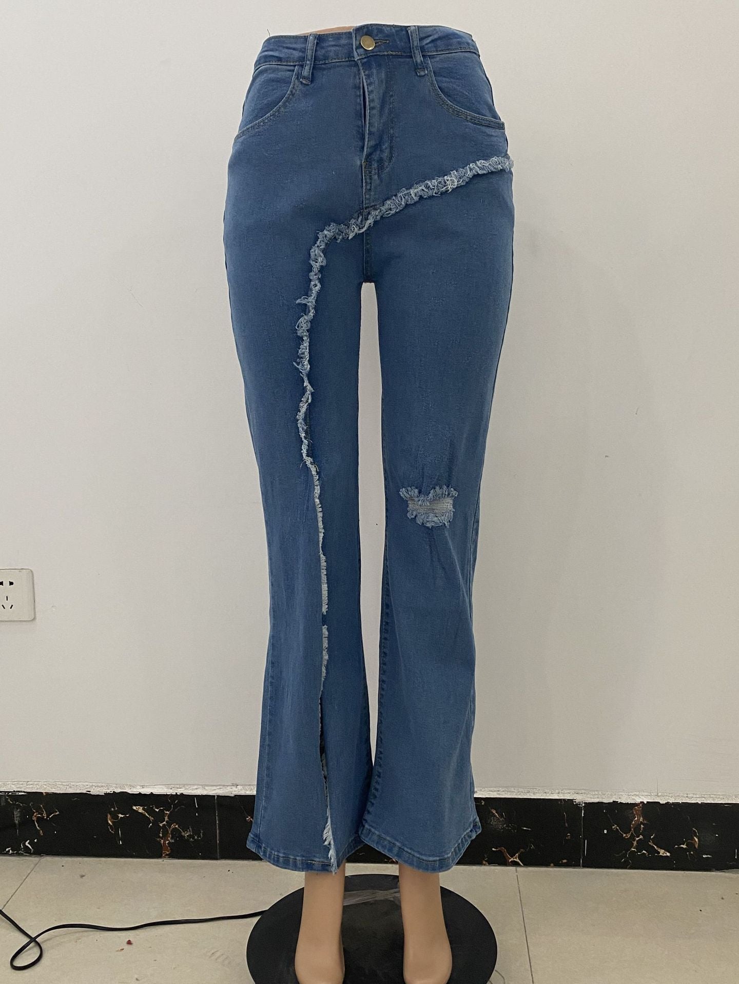 Bell Bottom Flare Jeans for Women – Slim Fit Split Denim