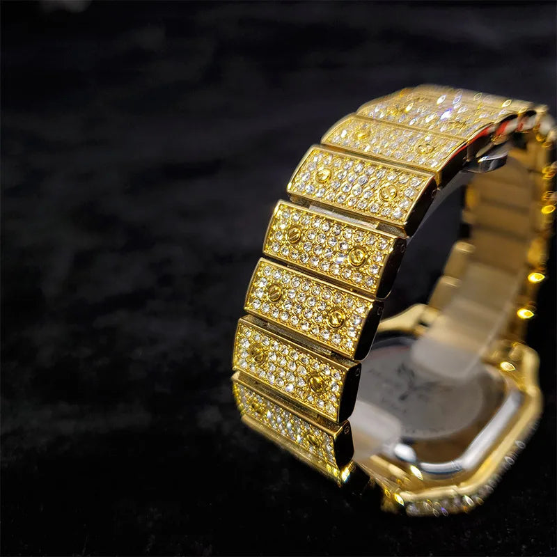 Square Up — Iced Out Hip Hop Square Dial Quartz Watch, Water-Resistant, 5 Colorways | FireDrips