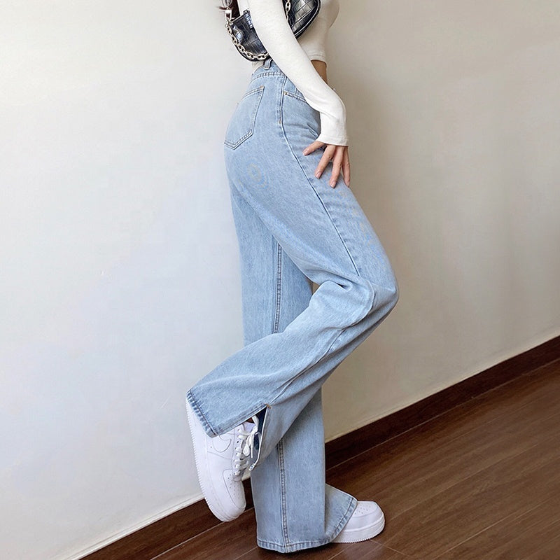 Slit Wide Leg Jeans – Women's Y2K Denim