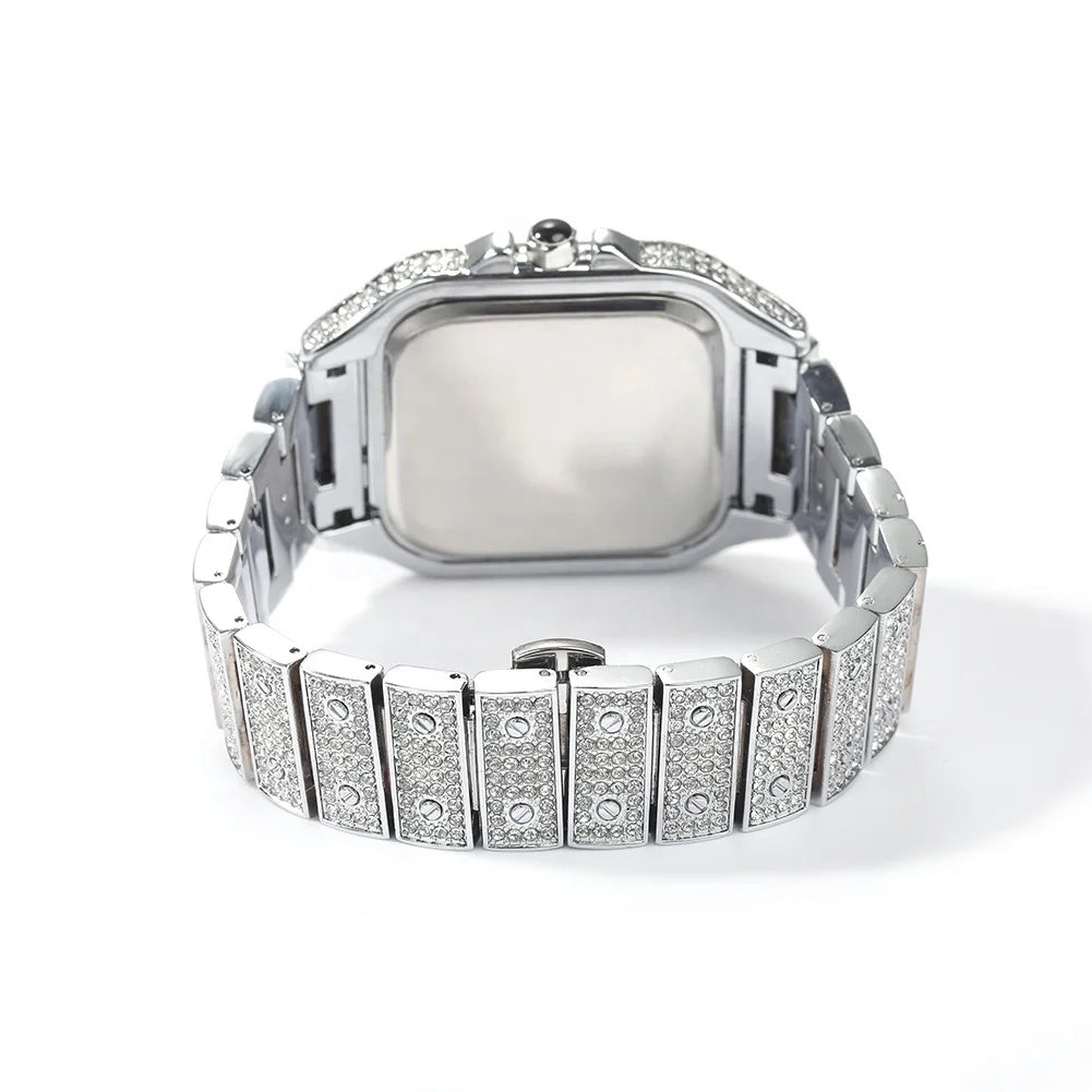 Square Plug — Iced Out Square Dial Rapper Quartz Watch, Diamond Setting, 14 Colorways | Luxury Streetwear