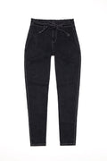 High Waist Stretch Slim Jeans for Women with Fringe Belt